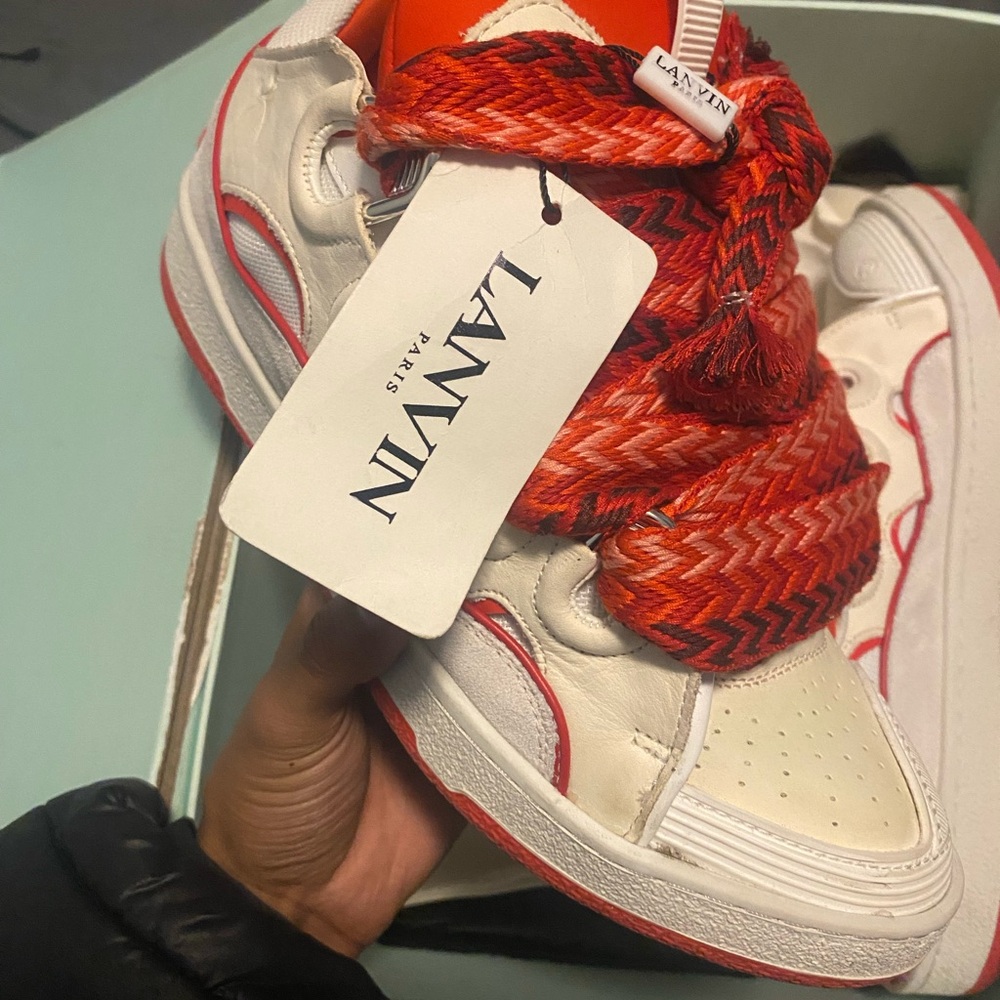 Lanvin Women's Red and Cream Sneakers